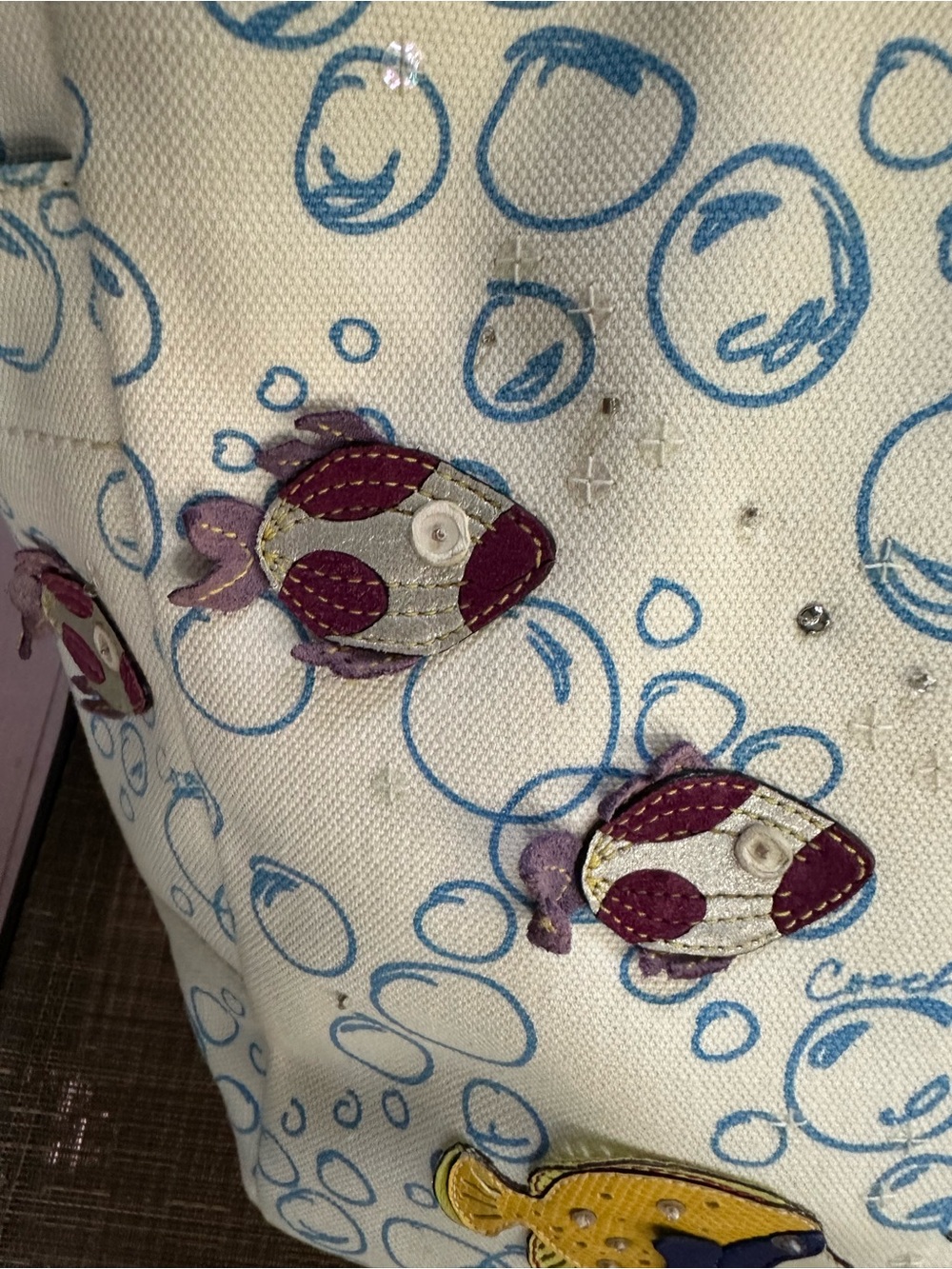 Coach Limited Edition Resort Bubble Fish Coral Tote - Picture 3 of 16
